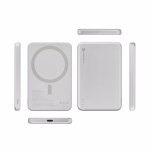 Forcell F-Energy Slim F5K9 išorinė baterija, suderinama su MagSafe, 5000 mAh, 15 W, QC 4.0, PD 3.0, Cloud Dancer