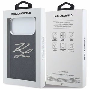 Karl Lagerfeld IML Glitter KL Diamond Logo Dėklas for iPhone 17 Pro Max - juodas