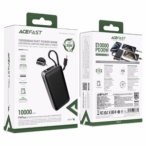 Внешний аккумулятор Acefast M7-10000 PD30W с кабелем 10000mAh черный