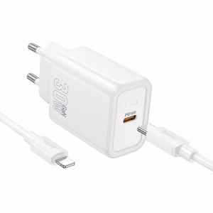Įkroviklis Hoco N62 30W GaN USB-C + USB-C to Lightning cable 1.0m baltas