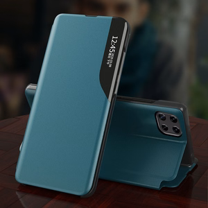 Eco Leather View Case elegantiškas knygos tipo dėklas su stovu Samsung Galaxy A22 4G oranžinis
