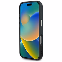 Guess IML Metal Glitter 4G Circle Triangle Magnetinis dėklas telefonui iPhone 16 Pro - juodas