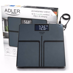 Bathroom scale ADLER AD 8194s STRIPES rechargeable USB-C Black