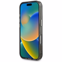 Guess IML Metal Mountain Logo Magnetinis iPhone 16 Pro Max dėklas - juodas