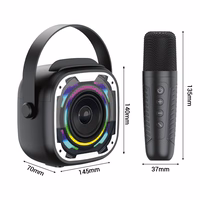 Blavec nešiojamas Bluetooth garsiakalbis WS-08 Karaoke Idol 8W su 2 mikrofonais juodas