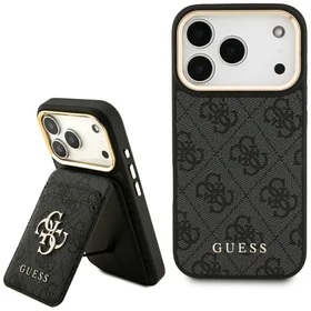 Guess 4G dėklas su magnetine pinigine, skirtas iPhone 17 Pro – juodas