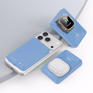 Blavec BJ-04 10000 mAh plonas magnetinis išorinis akumuliatorius su „MagSafe“, 13,5 mm, USB-C, 22,5 W, 3 viename (PBBJ04-MC5LB) (spalva: šviesiai mėlyna; stiklo apdaila)