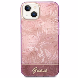 Guess GUHCP14MHGJGHP iPhone 14 Plus 6.7 "rožinis/rožinis kietas dėklas Jungle Collection