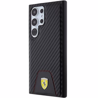 Ferrari Carbon Stitched Bottom dėklas telefonui Samsung Galaxy S24 Ultra - juodas
