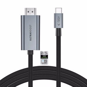 „Tech-Protect UltraBoost“ USB-C–HDMI 2.1 laidas, 200 cm, 8K 60 Hz – pilkas