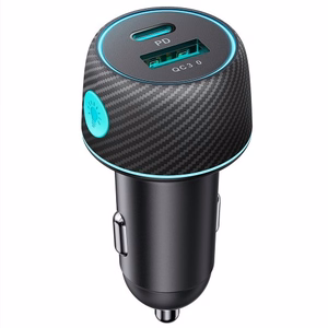 Automobilinis įkroviklis Joyroom „JR-CCN01" juodas 60W (PD20W / USB-C) su LED apšvietimu