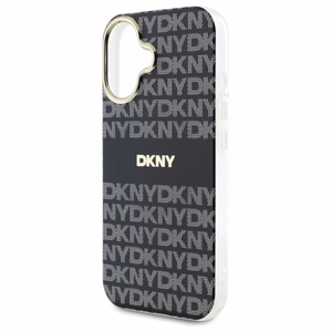 DKNY tekstūrinio rašto su juostele dėklas telefonui iPhone 16 - juodas