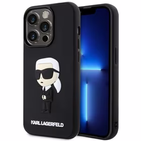 KARL LAGERFELD KLHCP14X3DRKINK IPHONE 14 PRO MAX 6.7 "JUODAS/JUODAS HARDCASE RUBBER IKONIK 3D