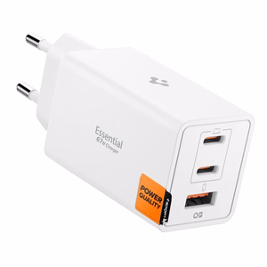 "Spigen Essential EE673EU" 3 prievadų 67 W sieninis įkroviklis - baltas