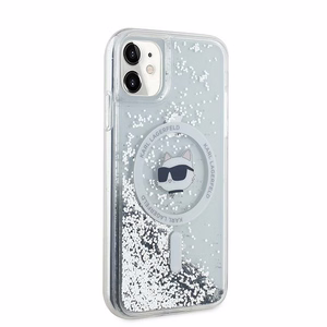 Чехол Karl Lagerfeld Liquid Glitter Choupette Head MagSafe для iPhone 11 / Xr - прозрачный