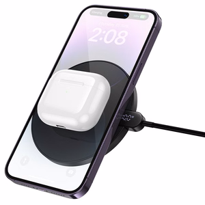 Belaidis įkroviklis Hoco 15W su USB-C kabeliu ir skaitmeninė indikacija CW62 juoda spalva