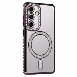Bling MagSafe dėklas telefonui Samsung Galaxy S25 FE violetinis