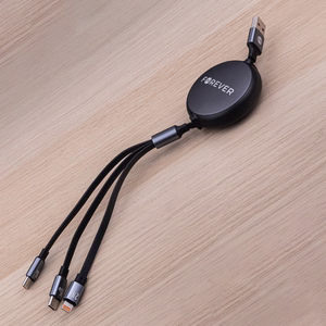 "Forever 3in1" kabelis USB - "Lightning" + 2x USB-C 1,2 m 100 W juodas