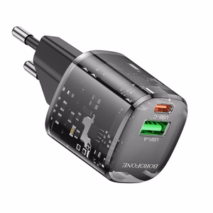 Borofone Įkroviklis BN17 Sunlight - USB + Type C - QC 3.0 PD 20W 3A juodas