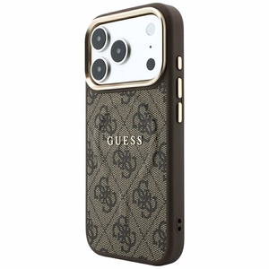 Guess Embossed 4G Classic MagSafe dėklas, skirtas iPhone 17 Pro Max / 18 Pro Max, rudas