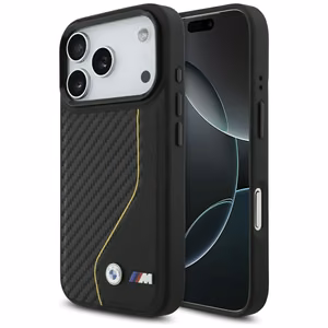 BMW M Carbon Line & Logo Magnetinis dėklas telefonui iPhone 17 Pro - geltonas