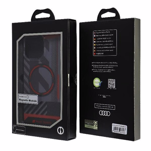 Audi IML Sportinis Magnetinis dėklas telefonui iPhone 14 Pro Max 6.7" juodas/juodas kietas dėklas AU-IMLMIP14PM-RSQ/D2-BK