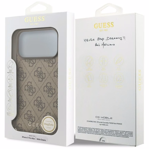 Guess 4G Charms Collection MagSafe dėklas telefonui iPhone 17 Pro Max - rudas