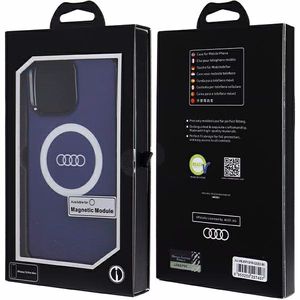 Audi IML Didelis Logotipas Magnetinis dėklas telefonui iPhone 15 Pro Max - mėlynas