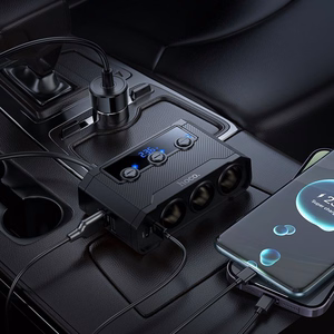 Įkroviklis automobilinis Hoco (Z64) (2xUSB; 2xUSB-C 3xcigarette lighter splitter) juodas