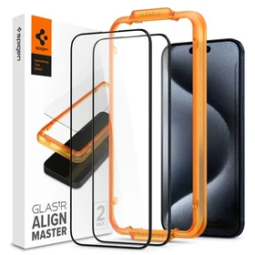 Spigen ALM Glass FC grūdintas stiklas iPhone 15 Pro - juodas 2 vnt.