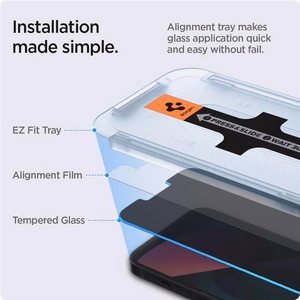 Spigen Glas.tR EZ Fit Privacy grūdintas stiklas iPhone 13 / 13 Pro / 14 / 16e - 2 vnt.