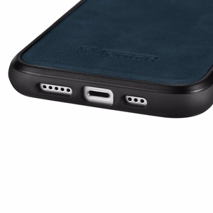 iCarer odinis Oil Wax dėklas telefonui iPhone 14 Pro Max, odinis dėklas mėlynas (WMI14220720-BU)