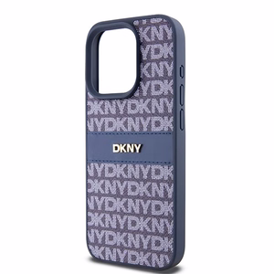 DKNY Odinis mono juosta ir metalinis logotipas dėklas telefonui iPhone 15 Pro - mėlynas