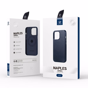 Dux Ducis Naples dėklas iPhone 14 Plus magnetinis odinis dėklas MagSafe mėlynas