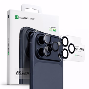 AmazingThing Objektyvo Stiklas iPhone 17 Pro / Pro Max su Mėlynu Aliuminio Rėmu