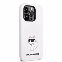 Karl Lagerfeld KLHMP14XSNCHBCH iPhone 14 Pro Max 6.7" baltas silikoninis dėklas Choupette, magnetinis (MagSafe)