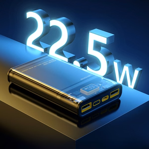 WEKOME WP-321 Vanguard Series išorinė baterija, 20000 mAh, PD 20 W + QC 22,5 W, juoda ir skaidri