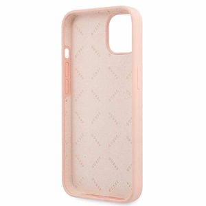 Guess GUHCP13SLS4GWPI iPhone 13 mini 5.4 silikoninis 4G logotipo kietasis dėklas - rožinis