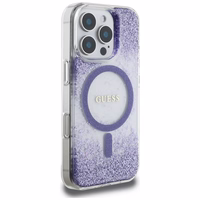 Guess HC Resin Bottom Glitter Magnetinis dėklas iPhone 16 Pro - violetinis