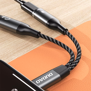 Dudao L13C+ 2in1 USB-C adapteris - pilkas