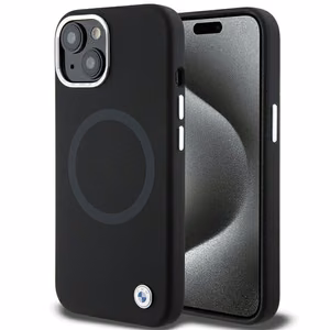 BMW Signature Liquid Silicone MagSafe чехол для iPhone 15 Plus - чёрный