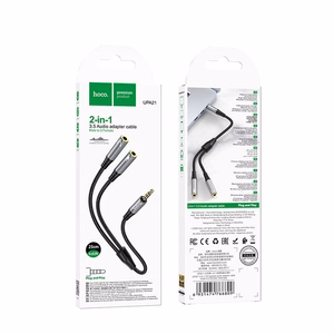 Kabel AUX 2w1 Jack 3,5 mm (męski) do 2 x Jack 3,5 mm (żeński) Hoco 0,25 m UPA21 pilkas (SC)