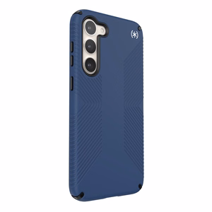 Speck Presidio2 Grip dėklas, skirtas Samsung Galaxy S23+, neslystantis, „Coastal Blue / Black“ rašto