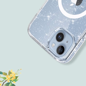 Tech-Protect FlexAir Hybrid Magnetinis iPhone 13/14 dėklas - skaidrus su blizgučiais
