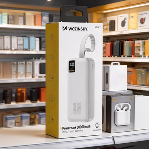 Wozinsky W8-W 30000mAh 30W išorinė baterija, 2x USB-A, USB-C, su žibintuvėliu, balta