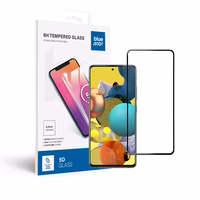 Apsauginis stiklas Blue Star - SAMSUNG A51 pilnas paviršius (pilnas klijavimas su rėmeliu/mažas dydis) - juodas Apsauginis stiklas Blue Star