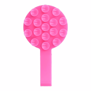 Silikoninis prisiurbiantis telefono laikiklis magnetinis su žiedu MSH9 rožinis