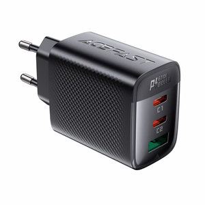 Acefast A108 GaN PD sieninis įkroviklis, 67 W, 2 × USB-C, 1 × USB-A, juodas