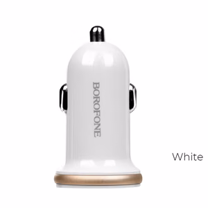 Borofone BZ5 CarPal car charger with 2 USB-A ports, 5 V / 2.1 A total, white