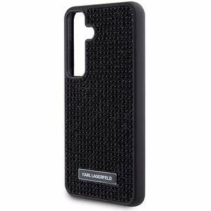 Karl Lagerfeld su kalnų krištolo metaliniu logotipu dėklas telefonui Samsung Galaxy S24 - juodas